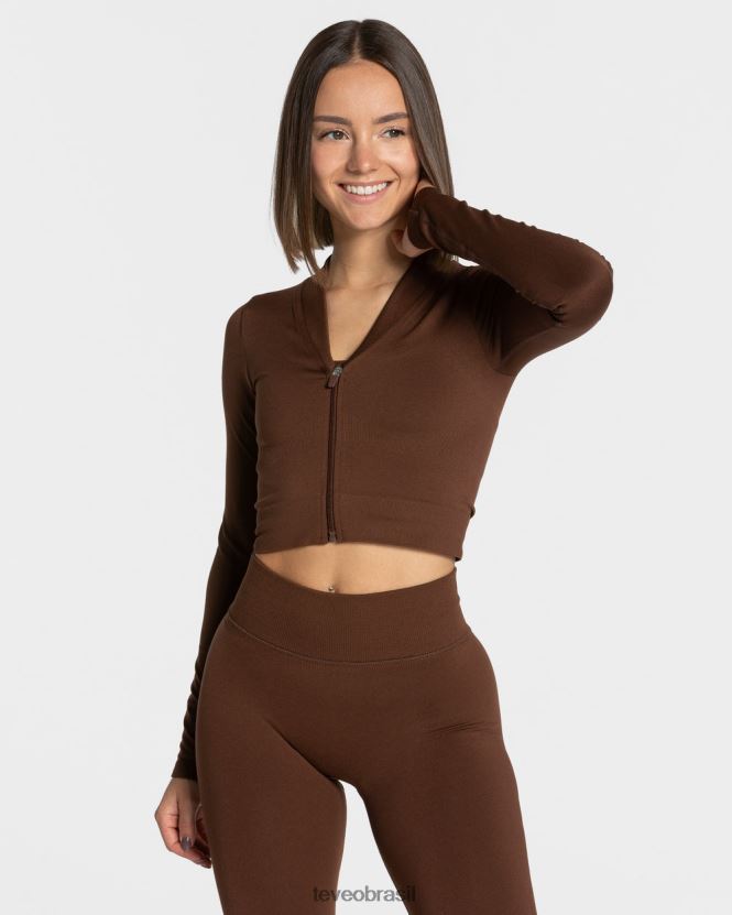 roupas mulheres TEVEO FJ4TZV171 jaqueta com zíper café