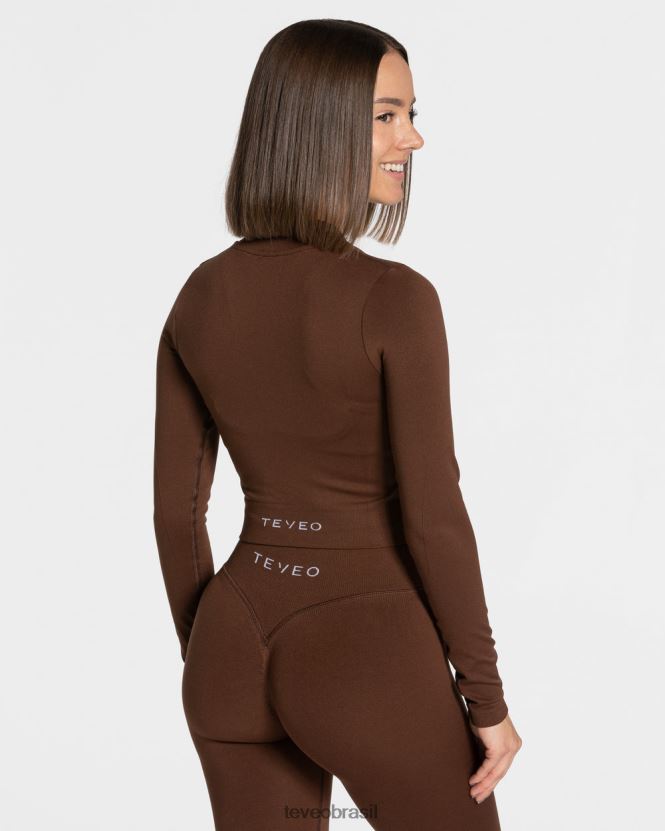 roupas mulheres TEVEO FJ4TZV171 jaqueta com zíper café