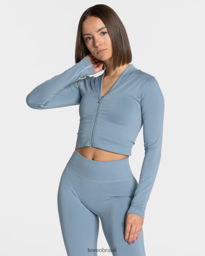 roupas mulheres TEVEO FJ4TZV177 jaqueta com zíper aço azul