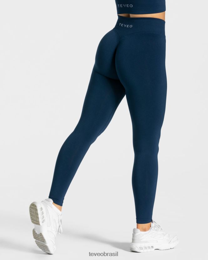 roupas mulheres TEVEO FJ4TZV104 legging com franzido azul escuro