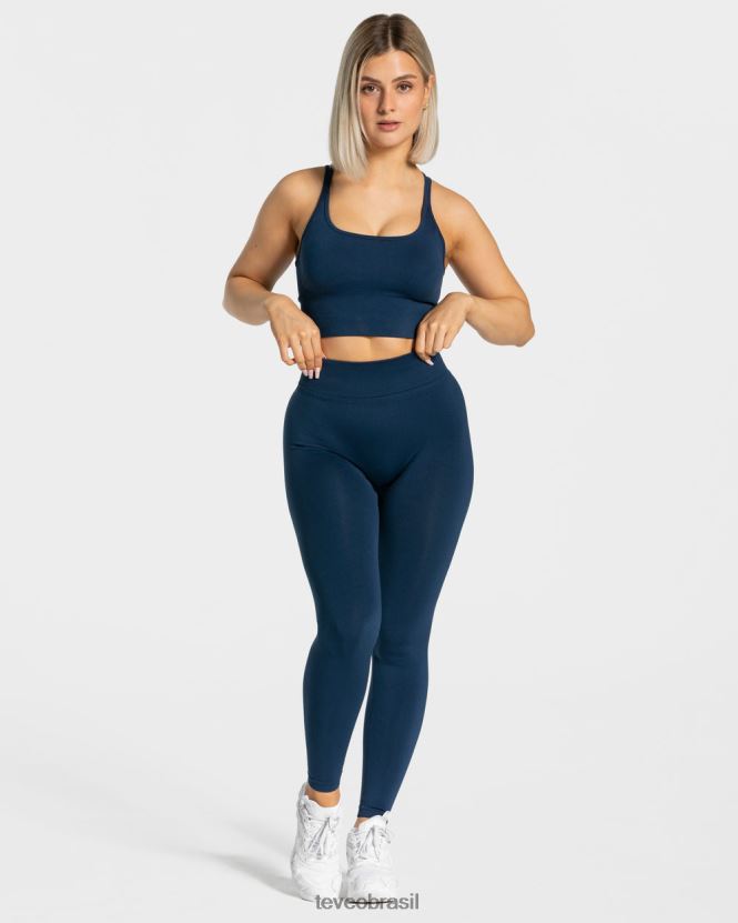 roupas mulheres TEVEO FJ4TZV104 legging com franzido azul escuro