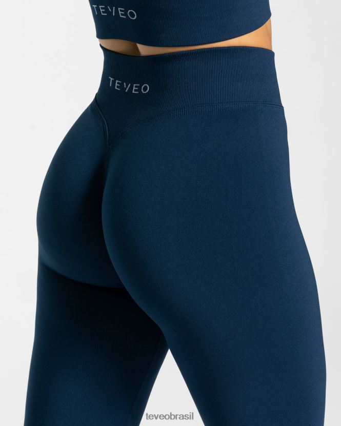 roupas mulheres TEVEO FJ4TZV104 legging com franzido azul escuro