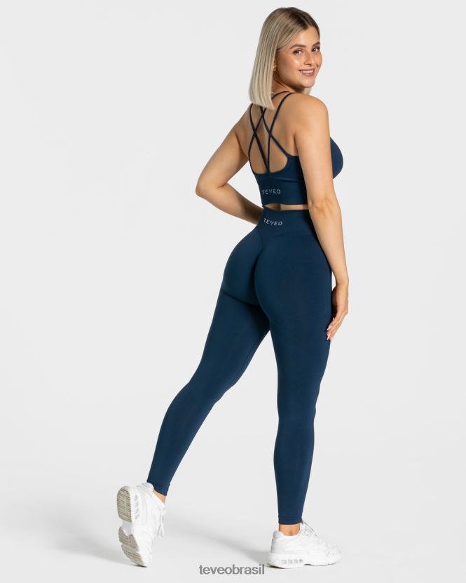 roupas mulheres TEVEO FJ4TZV104 legging com franzido azul escuro