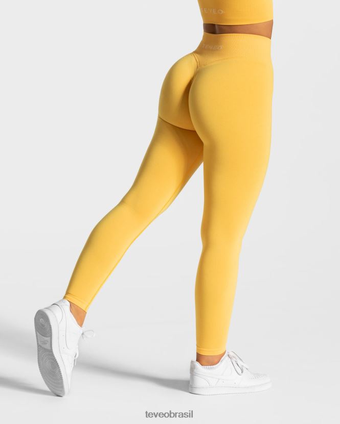 roupas mulheres TEVEO FJ4TZV109 legging com franzido amarelo