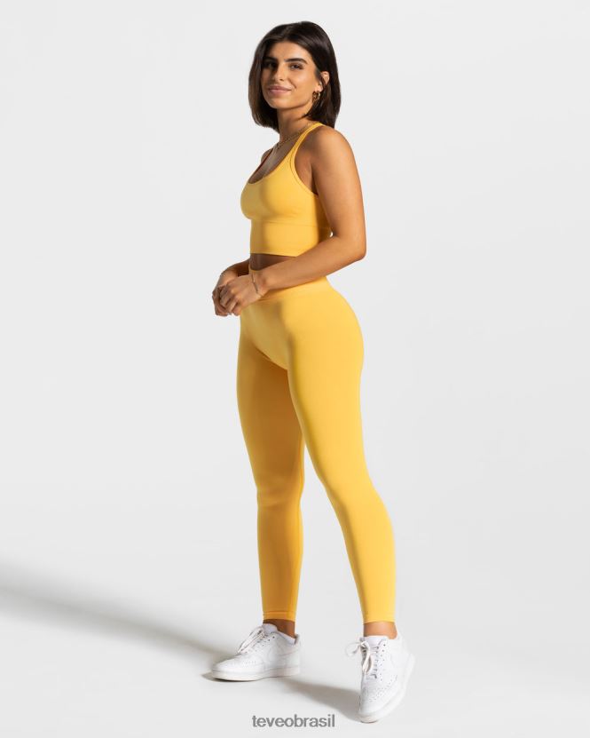 roupas mulheres TEVEO FJ4TZV109 legging com franzido amarelo