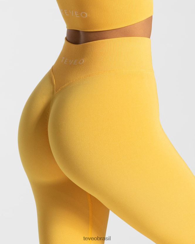 roupas mulheres TEVEO FJ4TZV109 legging com franzido amarelo