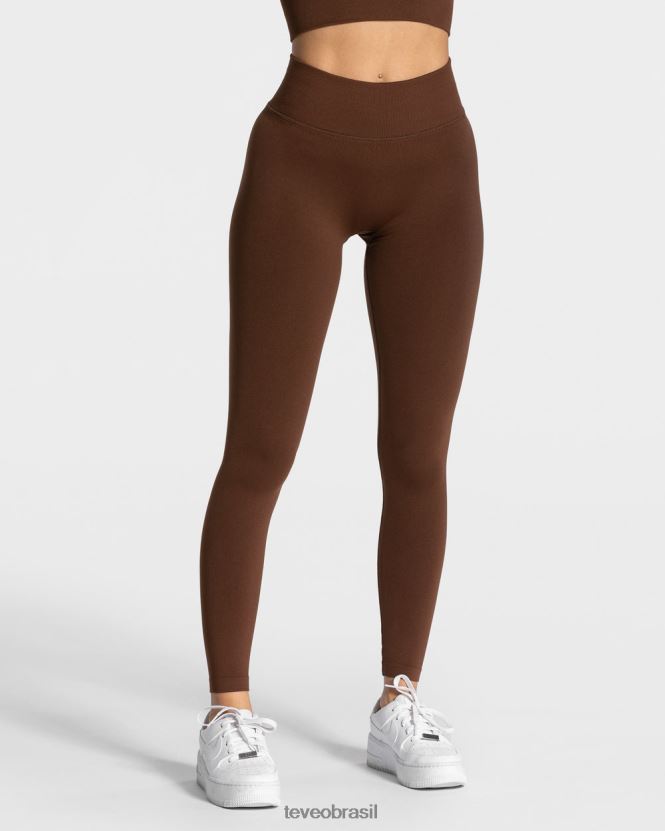 roupas mulheres TEVEO FJ4TZV112 legging com franzido café