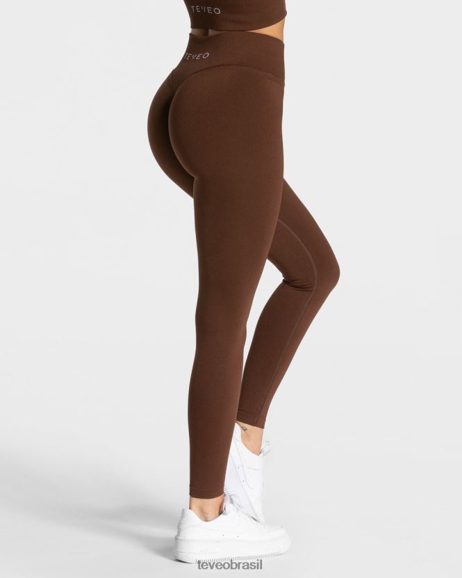 roupas mulheres TEVEO FJ4TZV112 legging com franzido café