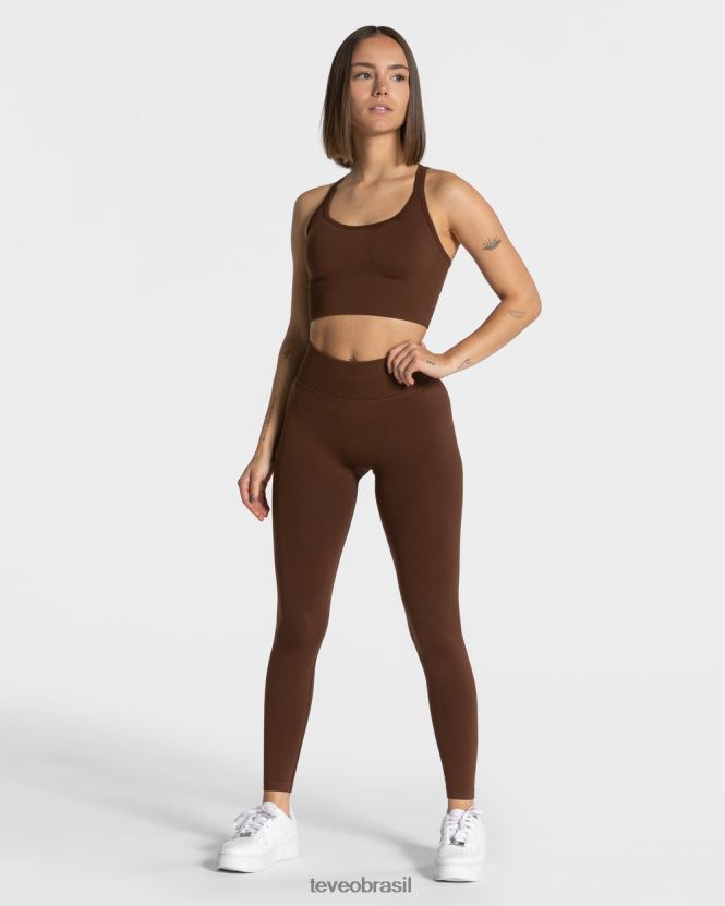 roupas mulheres TEVEO FJ4TZV112 legging com franzido café