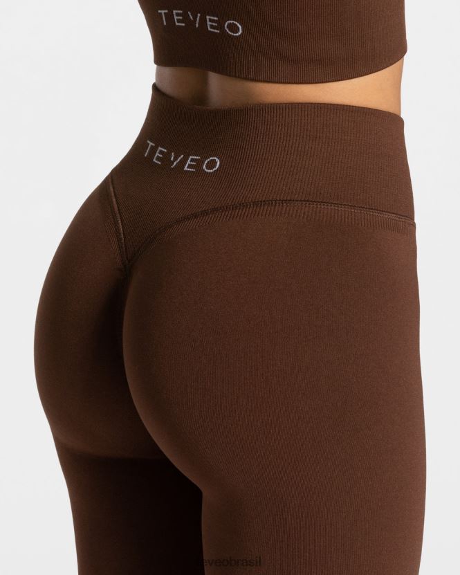 roupas mulheres TEVEO FJ4TZV112 legging com franzido café