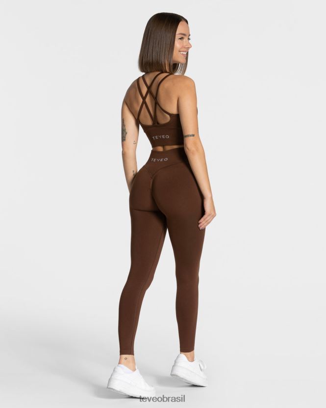 roupas mulheres TEVEO FJ4TZV112 legging com franzido café