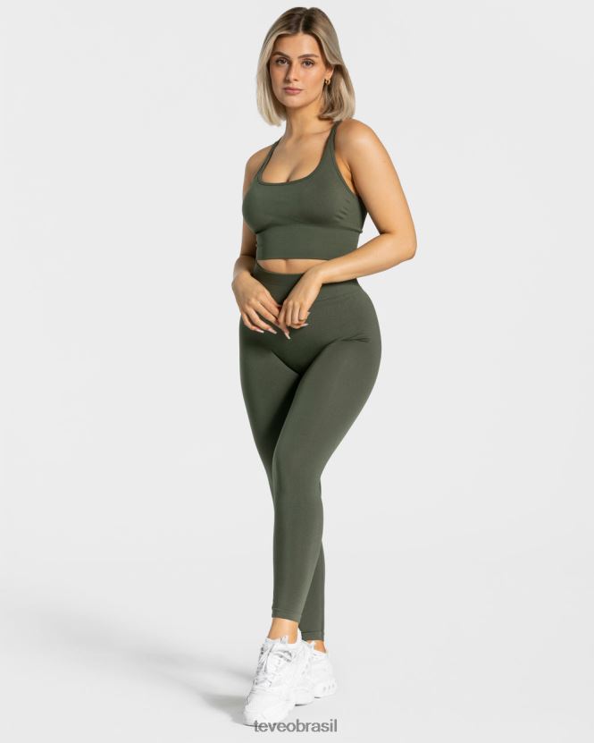 roupas mulheres TEVEO FJ4TZV113 legging com franzido cáqui