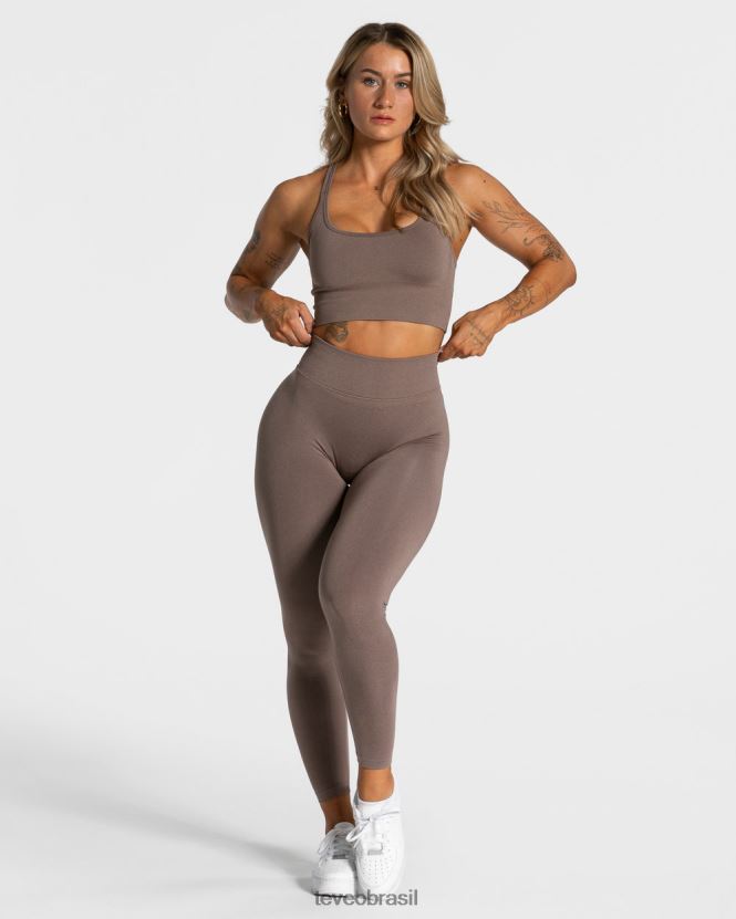 roupas mulheres TEVEO FJ4TZV114 legging com franzido café