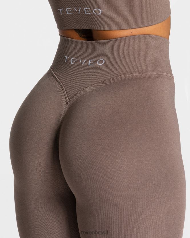 roupas mulheres TEVEO FJ4TZV114 legging com franzido café