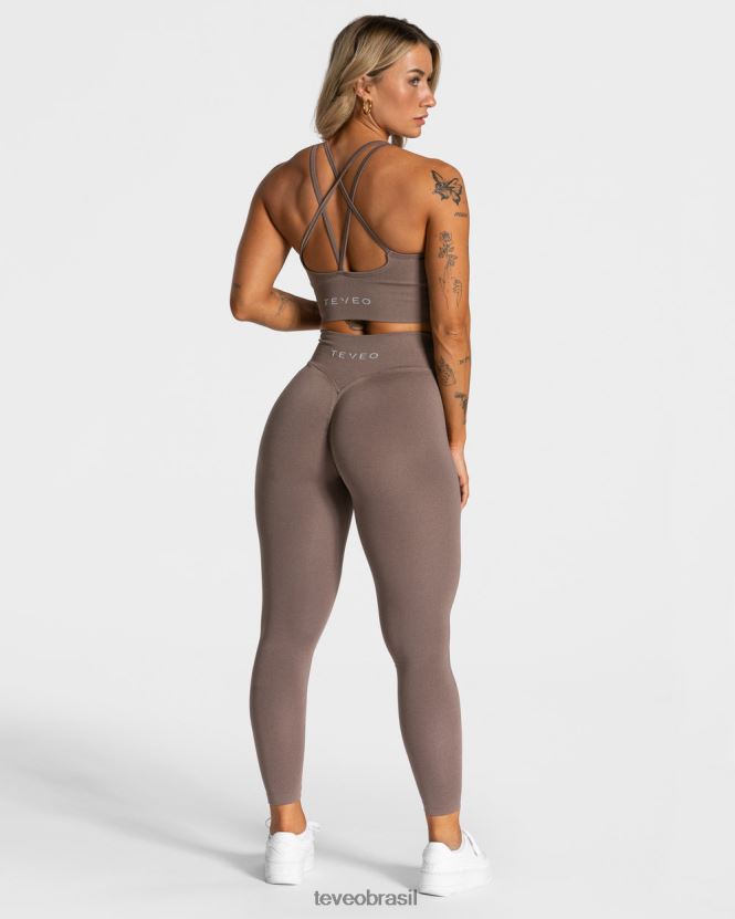 roupas mulheres TEVEO FJ4TZV114 legging com franzido café