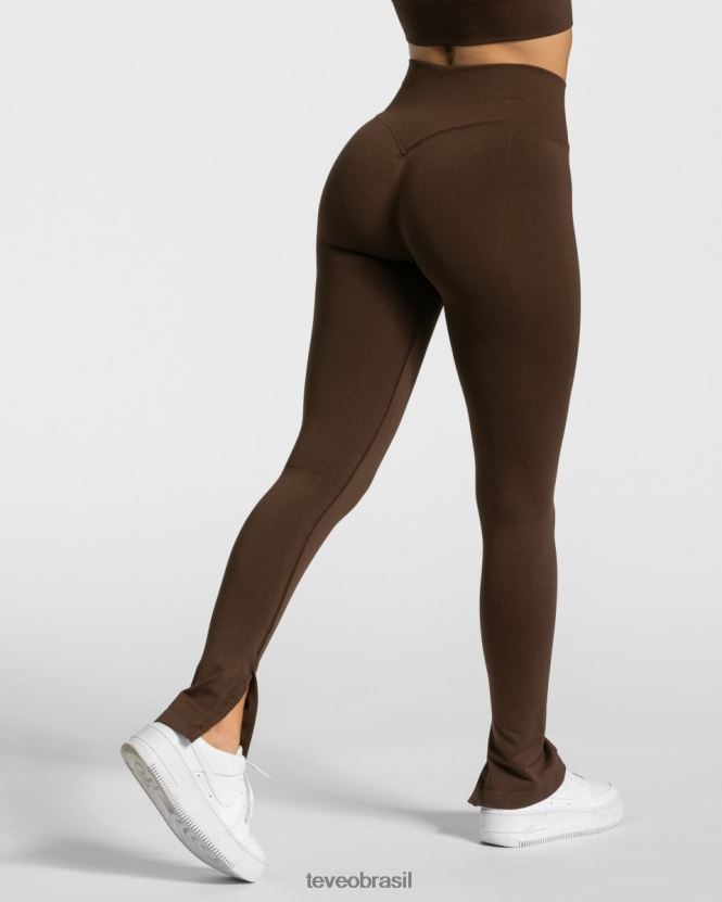 roupas mulheres TEVEO FJ4TZV137 legging com fenda ousada marrom