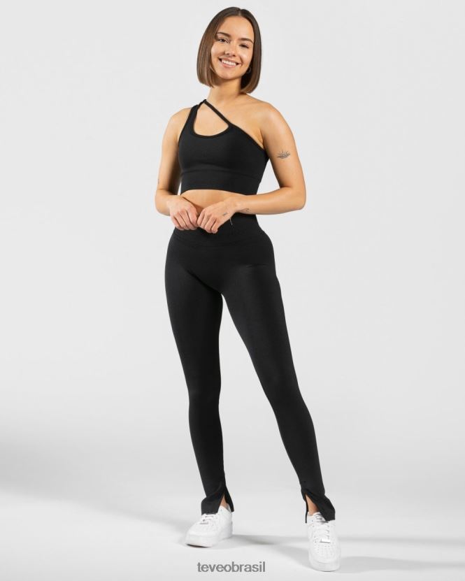 roupas mulheres TEVEO FJ4TZV138 legging com fenda ousada preto