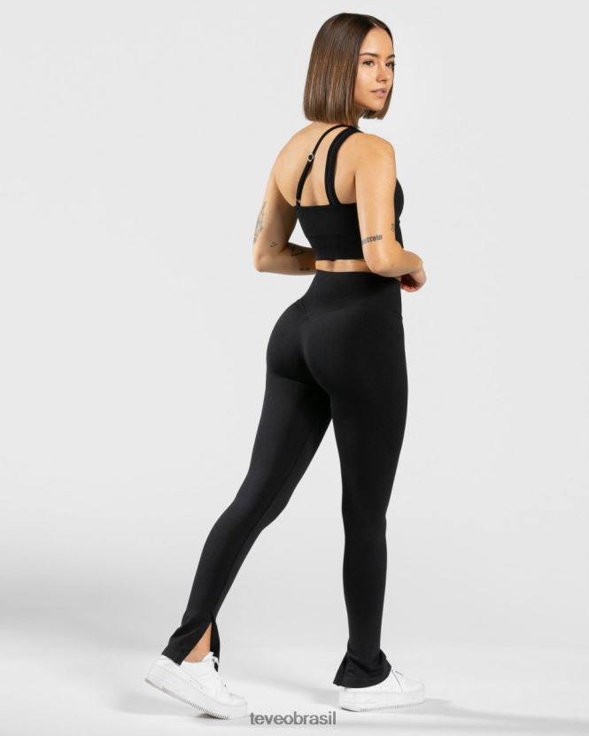 roupas mulheres TEVEO FJ4TZV138 legging com fenda ousada preto