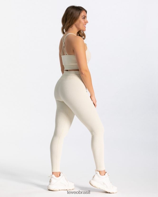 roupas mulheres TEVEO FJ4TZV141 leggings com nervuras marfim