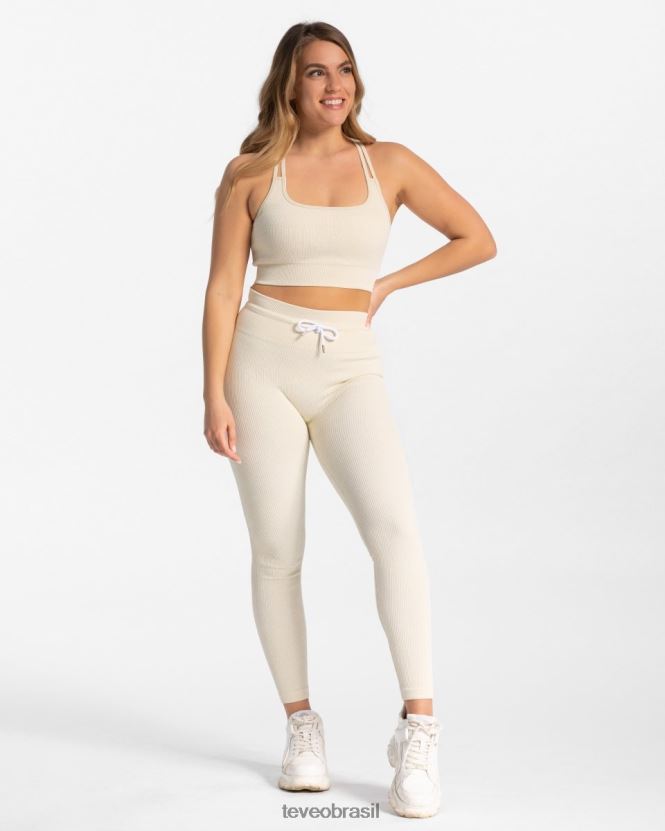 roupas mulheres TEVEO FJ4TZV141 leggings com nervuras marfim