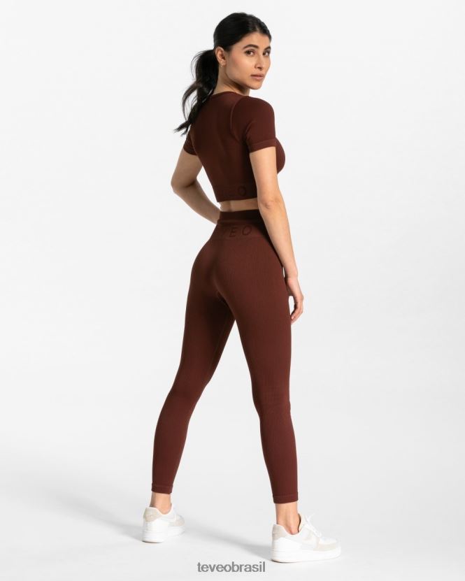 roupas mulheres TEVEO FJ4TZV142 leggings com nervuras mogno