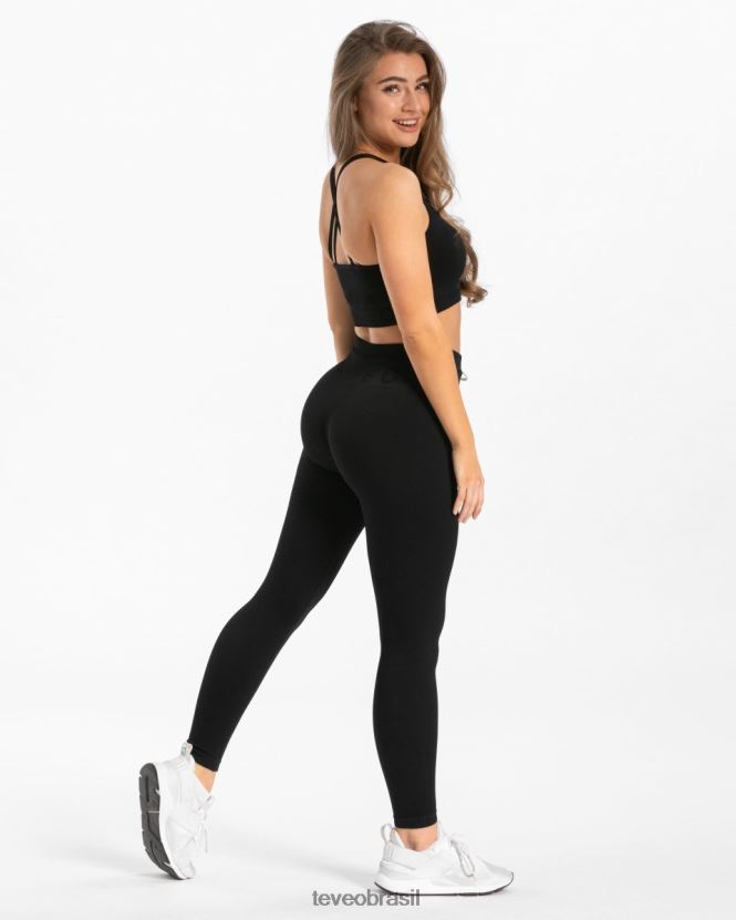 roupas mulheres TEVEO FJ4TZV144 leggings com nervuras preto