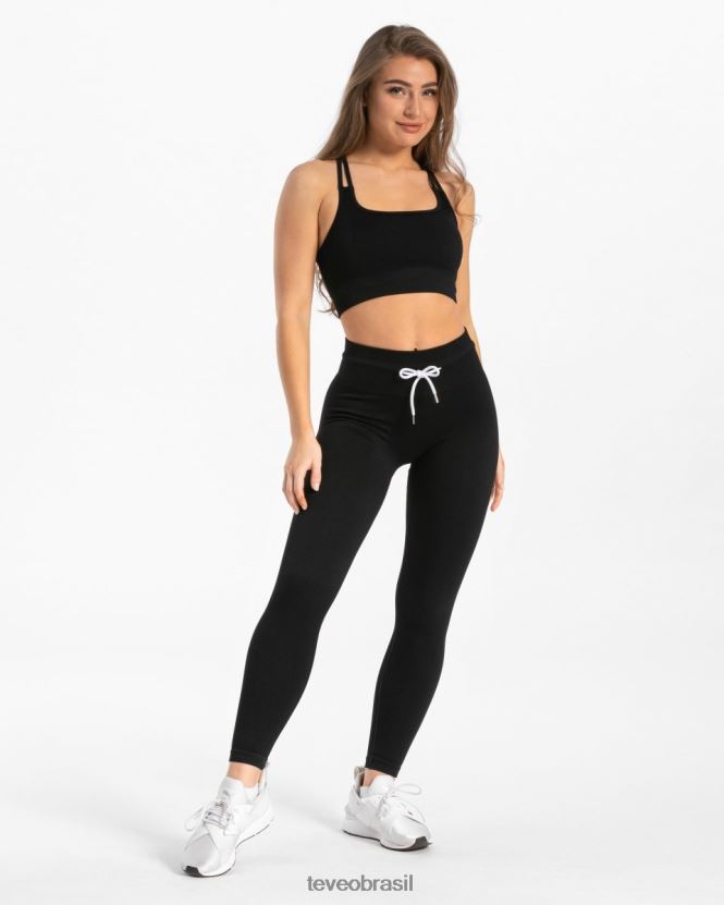 roupas mulheres TEVEO FJ4TZV144 leggings com nervuras preto