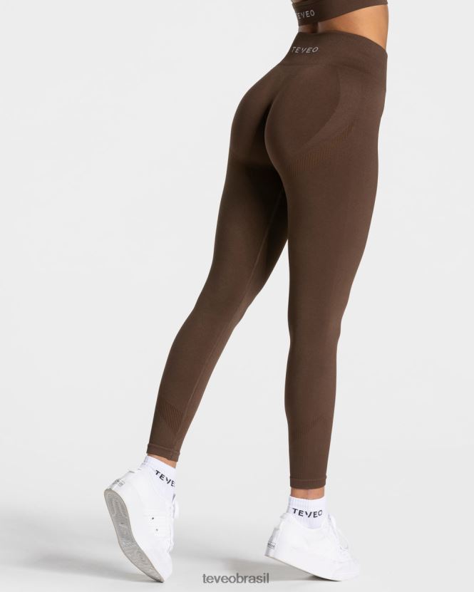 roupas mulheres TEVEO FJ4TZV52 elevar leggings marrom escuro