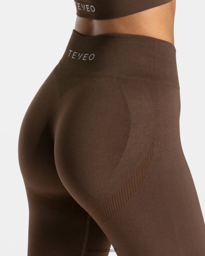 roupas mulheres TEVEO FJ4TZV52 elevar leggings marrom escuro