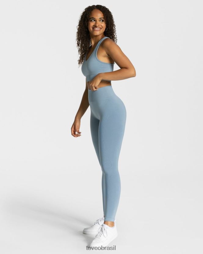 roupas mulheres TEVEO FJ4TZV82 leggings elegantes aço azul