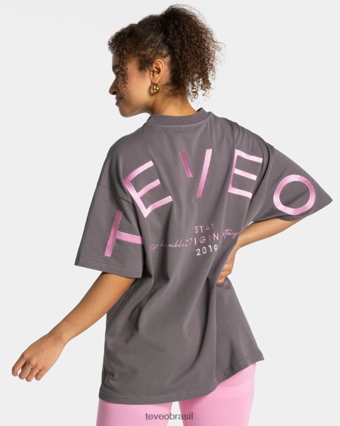 roupas mulheres TEVEO FJ4TZV467 camiseta oversized exclusiva grafite