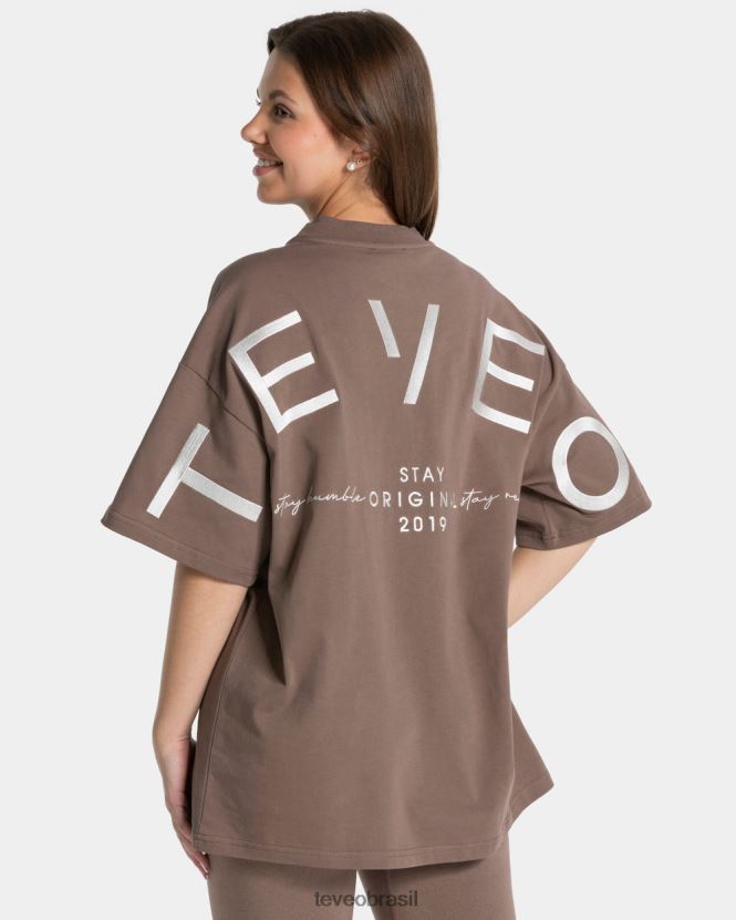 roupas mulheres TEVEO FJ4TZV468 camiseta oversized exclusiva café