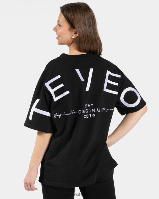 roupas mulheres TEVEO FJ4TZV470 camiseta oversized exclusiva preto