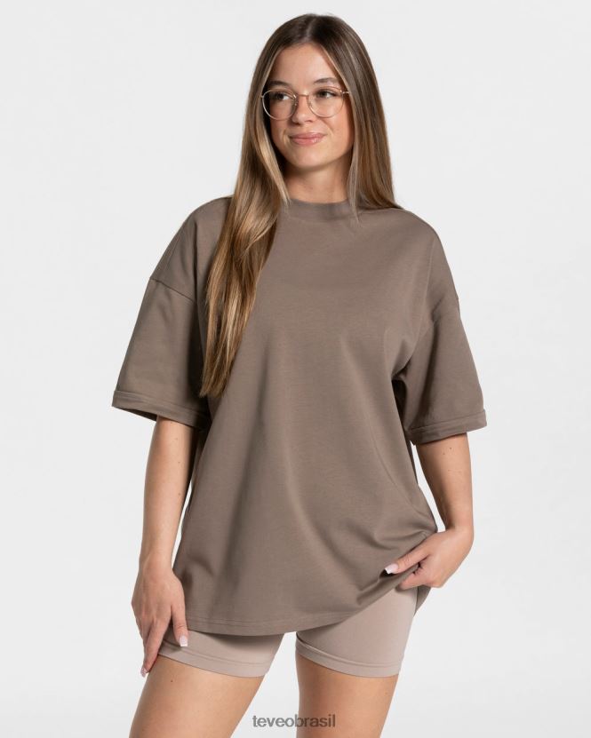 roupas mulheres TEVEO FJ4TZV471 camiseta superdimensionada de doces café