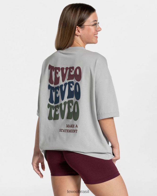 roupas mulheres TEVEO FJ4TZV473 camiseta superdimensionada de doces cinza claro