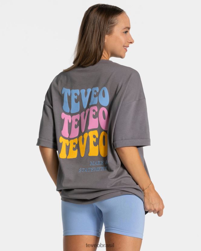 roupas mulheres TEVEO FJ4TZV475 camiseta superdimensionada de doces grafite