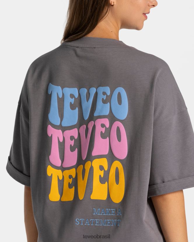 roupas mulheres TEVEO FJ4TZV475 camiseta superdimensionada de doces grafite