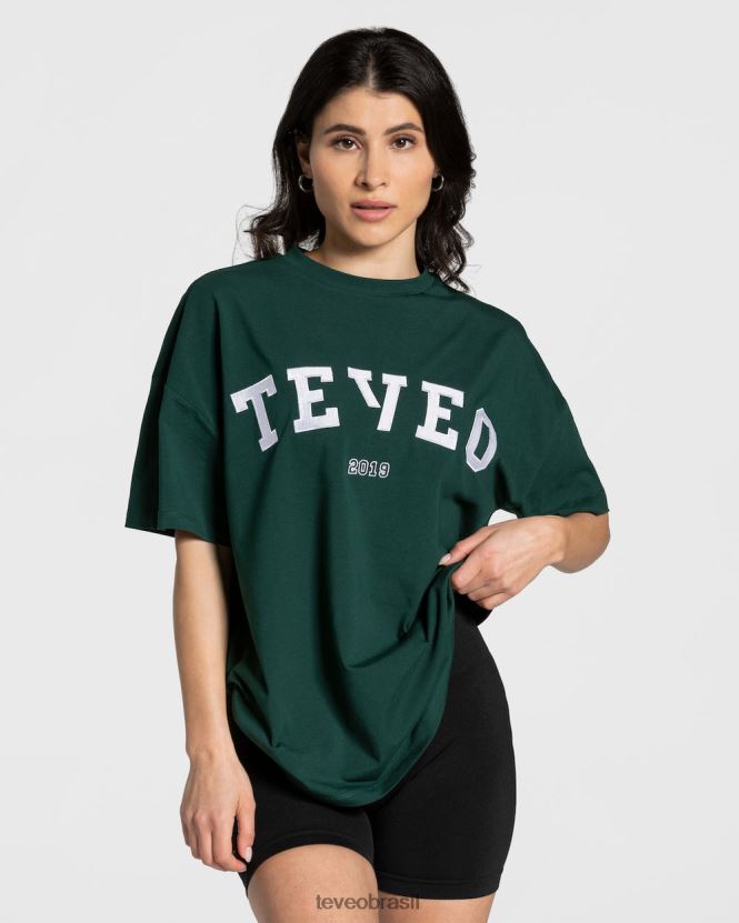 roupas mulheres TEVEO FJ4TZV476 camiseta grande para faculdade verde escuro