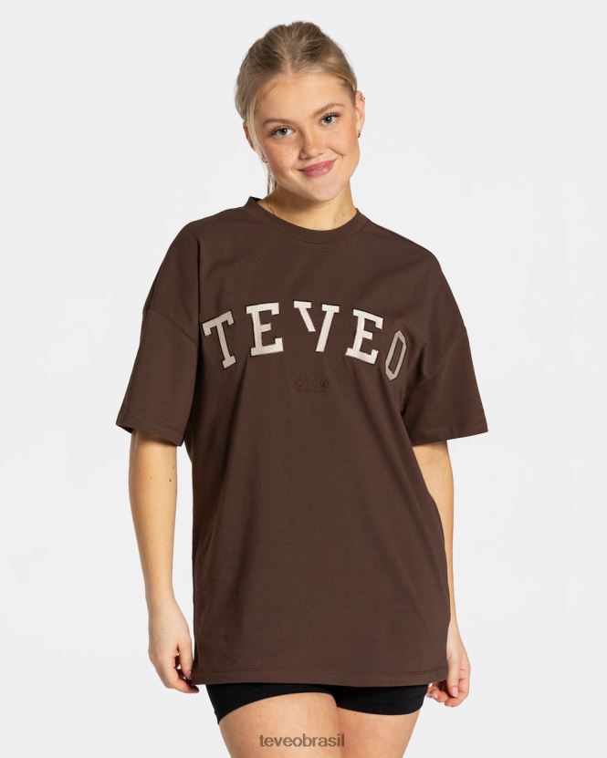 roupas mulheres TEVEO FJ4TZV477 camiseta grande para faculdade marrom escuro