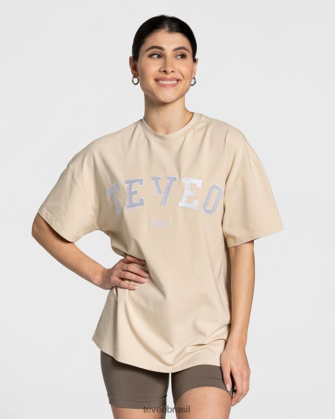 roupas mulheres TEVEO FJ4TZV478 camiseta grande para faculdade bege