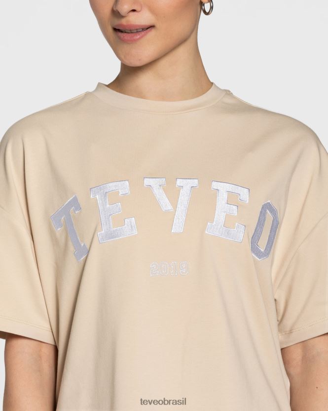 roupas mulheres TEVEO FJ4TZV478 camiseta grande para faculdade bege