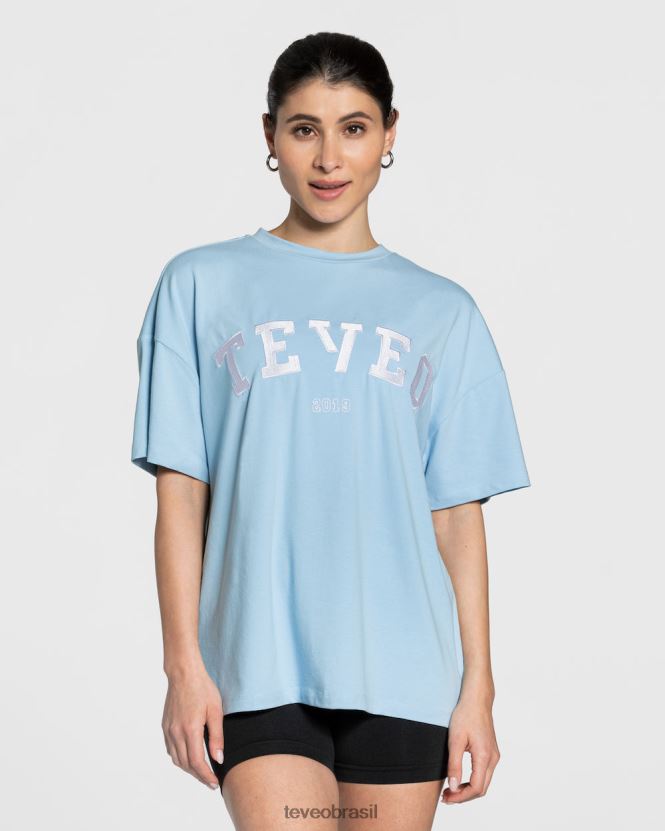 roupas mulheres TEVEO FJ4TZV479 camiseta grande para faculdade bebê azul